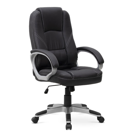 Καρέκλα γραφείου διευθυντική Robie Megapap από τεχνόδερμα χρώμα μαύρο 64x62x108/118εκ. - Hippie Home 
