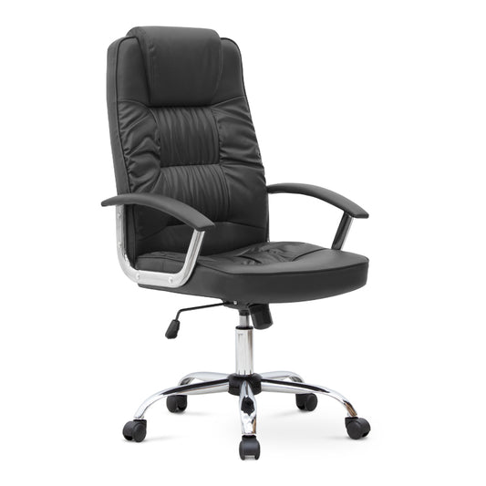 Καρέκλα γραφείου διευθυντική Arial Megapap από τεχνόδερμα χρώμα μαύρο 62x63x112/122εκ. - Hippie Home 