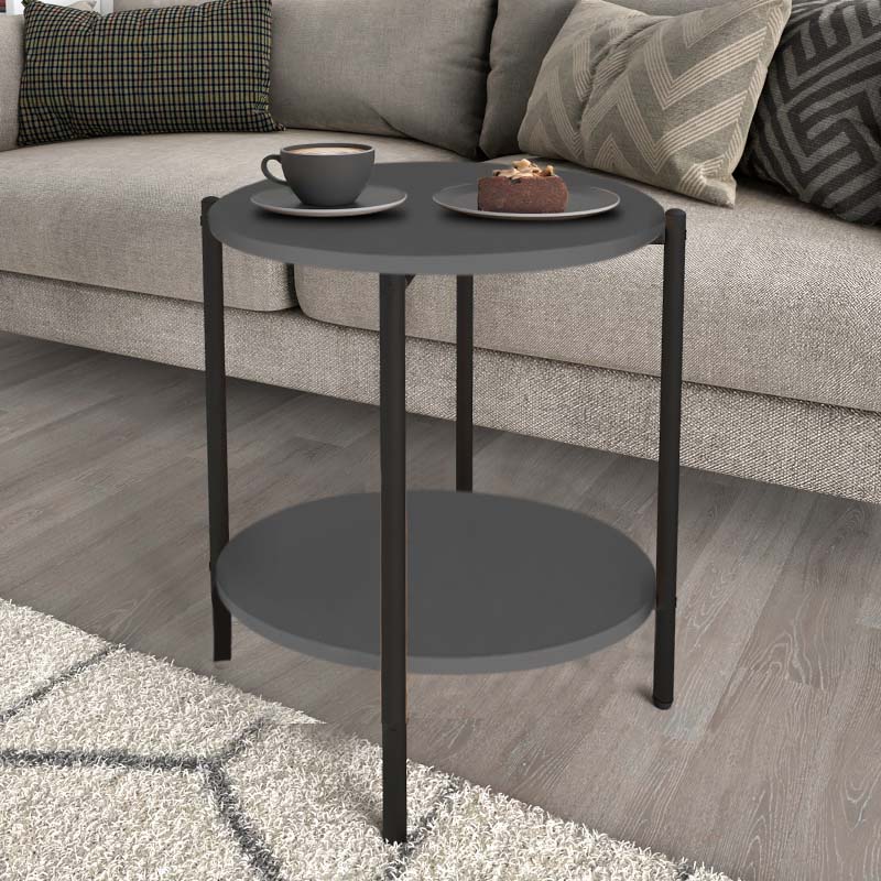 Βοηθητικό τραπεζάκι Argento Megapap μεταλλικό - μελαμίνης χρώμα ανθρακί 43x43x60εκ. - Hippiehome.gr