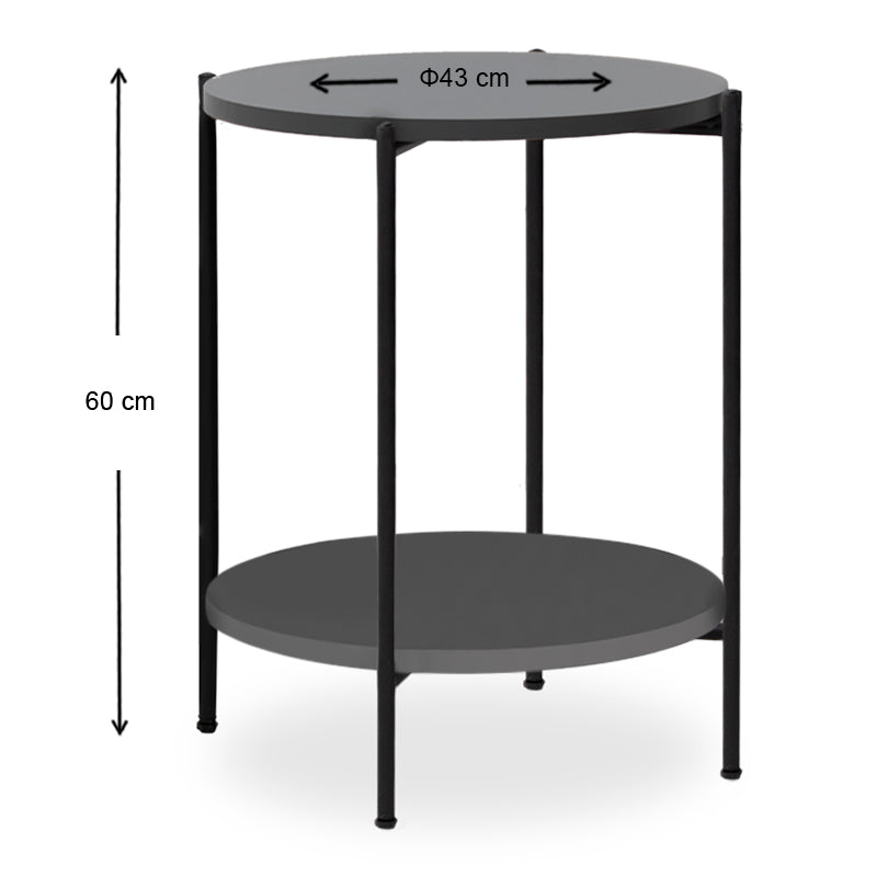 Βοηθητικό τραπεζάκι Argento Megapap μεταλλικό - μελαμίνης χρώμα ανθρακί 43x43x60εκ. - Hippiehome.gr