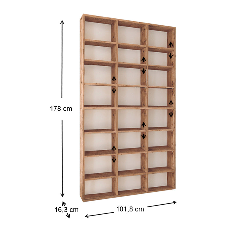 Βιβλιοθήκη μελαμίνης Fyodor Megapap χρώμα pine oak 102x16x178εκ. - Hippie Home 