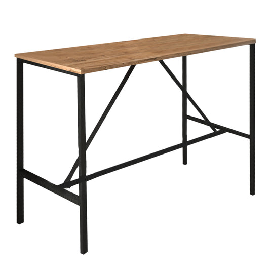 Τραπέζι μπαρ - stand Crego Megapap μεταλλικό - μελαμίνης χρώμα pine oak - μαύρο 100x45x89εκ. - Hippie Home 