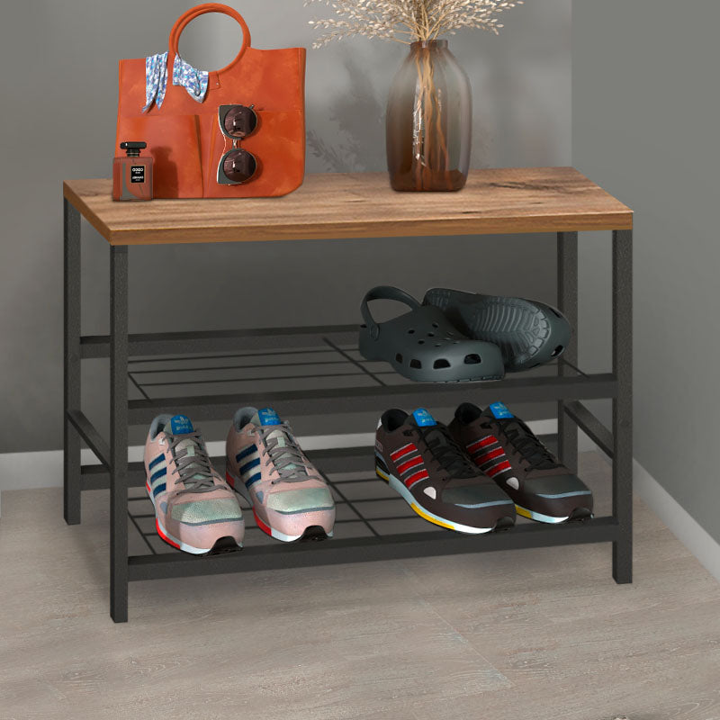 Παπουτσοθήκη Dalia Megapap 6 ζευγών μεταλλική - μελαμίνης χρώμα μαύρο - pine oak 65x30x45εκ. - Hippiehome.gr