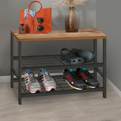 Παπουτσοθήκη Dalia Megapap 6 ζευγών μεταλλική - μελαμίνης χρώμα μαύρο - pine oak 65x30x45εκ. - Hippiehome.gr