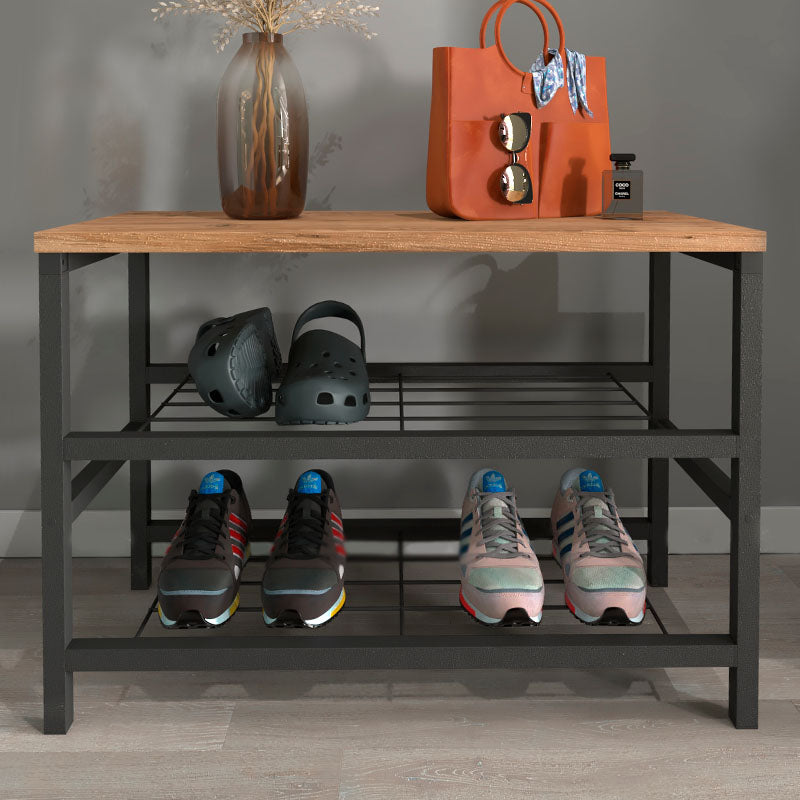 Παπουτσοθήκη Dalia Megapap 6 ζευγών μεταλλική - μελαμίνης χρώμα μαύρο - pine oak 65x30x45εκ. - Hippiehome.gr