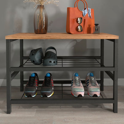 Παπουτσοθήκη Dalia Megapap 6 ζευγών μεταλλική - μελαμίνης χρώμα μαύρο - pine oak 65x30x45εκ. - Hippiehome.gr