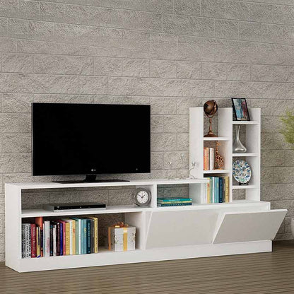 Σύνθεση τηλεόρασης Pesaro Megapap από μελαμίνη χρώμα λευκό 165x25x91,3εκ. - Hippie Home 