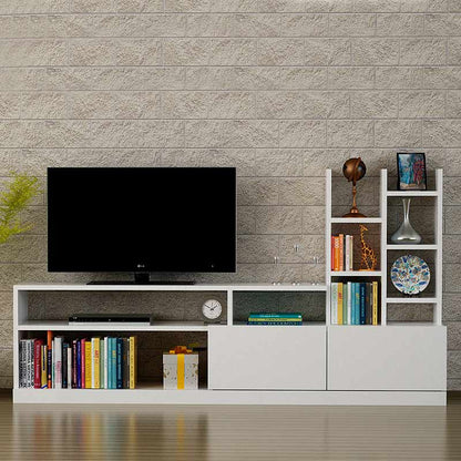 Σύνθεση τηλεόρασης Pesaro Megapap από μελαμίνη χρώμα λευκό 165x25x91,3εκ. - Hippie Home 