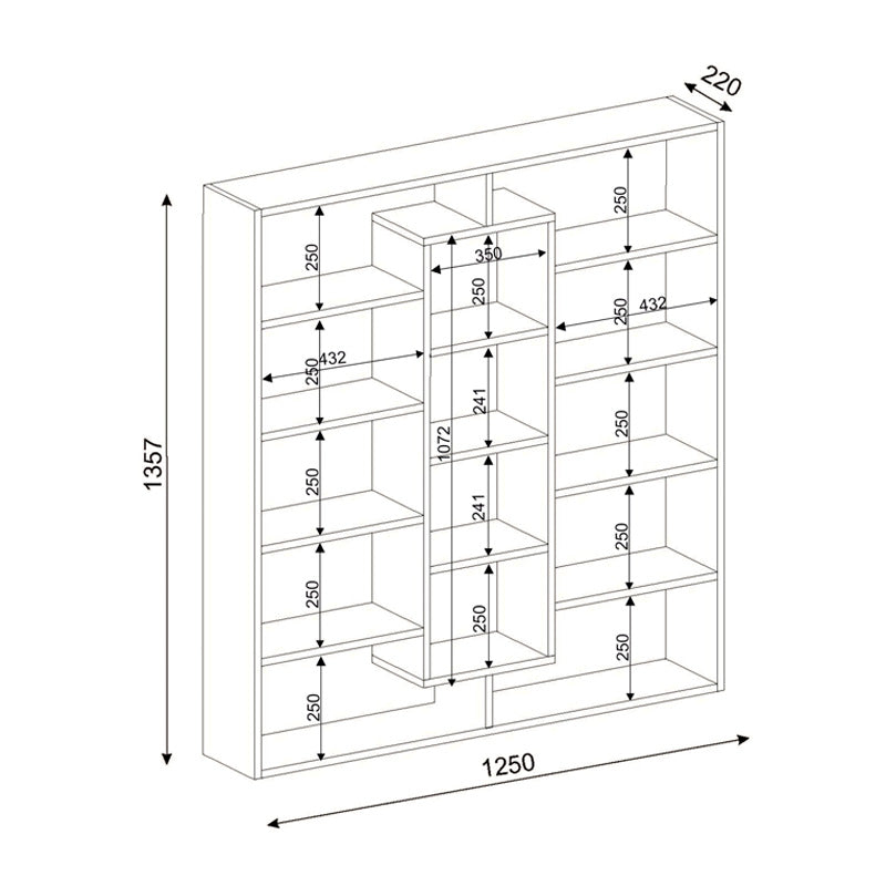 Βιβλιοθήκη μελαμίνης Ample Megapap χρώμα λευκό 125x22x135,7εκ. - Hippie Home 