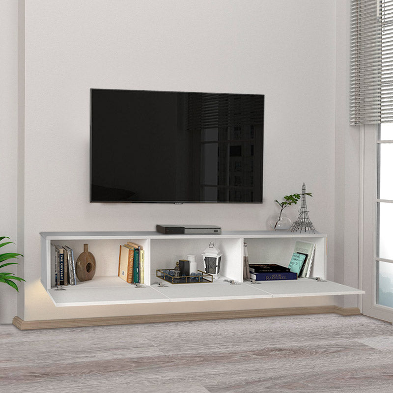 Έπιπλο τηλεόρασης επιτοίχιο Damla Megapap από μελαμίνη με LED χρώμα λευκό 180x29,5x29,5εκ. - Hippie Home 