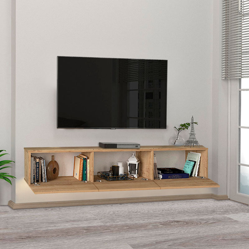 Έπιπλο τηλεόρασης επιτοίχιο Damla Megapap από μελαμίνη με LED χρώμα sapphire oak 180x29,5x29,5εκ. - Hippie Home 
