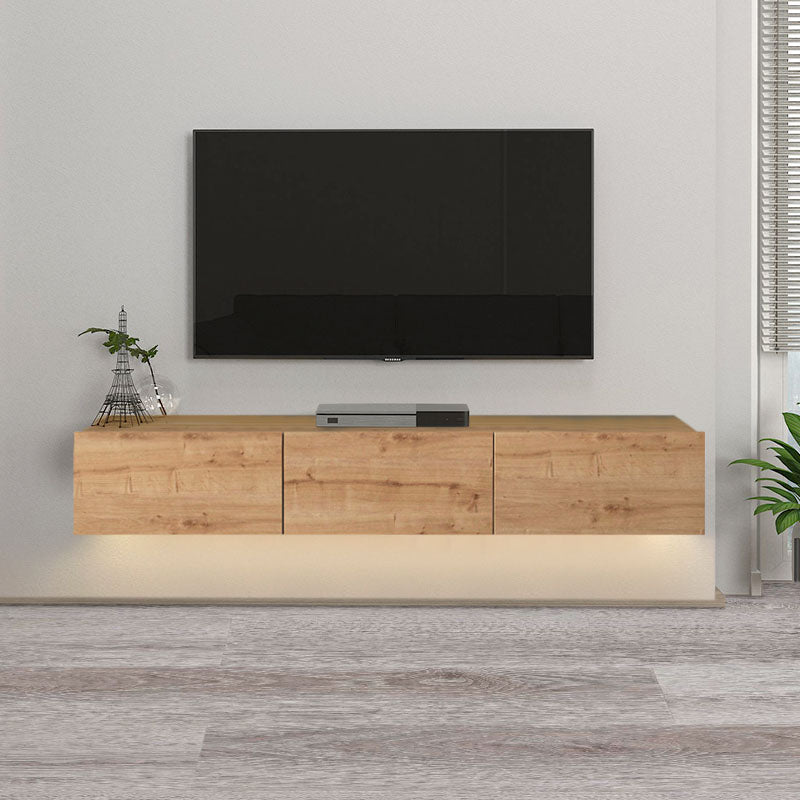 Έπιπλο τηλεόρασης επιτοίχιο Damla Megapap από μελαμίνη με LED χρώμα sapphire oak 180x29,5x29,5εκ. - Hippie Home 
