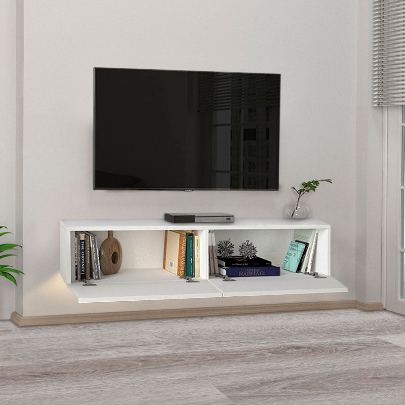 Έπιπλο τηλεόρασης επιτοίχιο Aristo Megapap από μελαμίνη με LED χρώμα λευκό 135x31,6x25εκ. - Hippie Home 