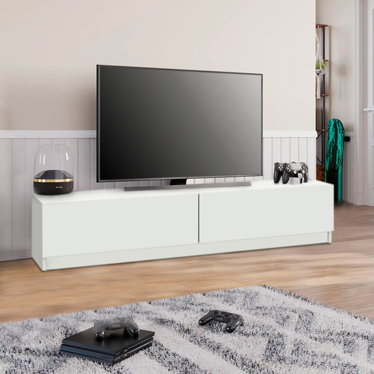 Έπιπλο τηλεόρασης Ahenk Megapap από μελαμίνη χρώμα λευκό 160x31,3x32,9εκ. - Hippie Home 