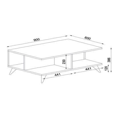 Τραπεζάκι σαλονιού Sedra Megapap από μελαμίνη χρώμα λευκό 90x60x38,6εκ. - Hippiehome.gr