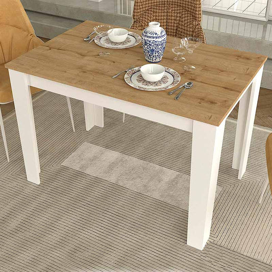 Τραπέζι μελαμίνης Darlen Megapap χρώμα λευκό - sapphire oak 110x72x74εκ. - Hippie Home 