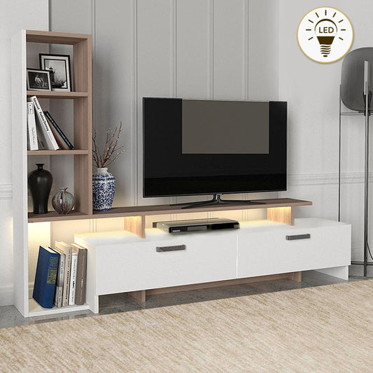 Σύνθεση τηλεόρασης Simal Megapap από μελαμίνη με LED χρώμα λευκό - cordoba 168,2x31,3x120εκ. - Hippie Home 