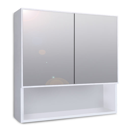 Καθρέπτης μπάνιου με ντουλάπι Minore Megapap από μελαμίνη χρώμα λευκό 70x17x70εκ. - Hippie Home 