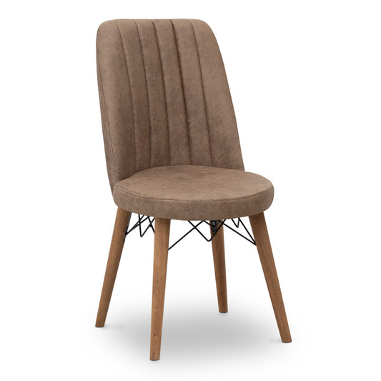 Καρέκλα τραπεζαρίας Alegra Megapap υφασμάτινη χρώμα καφέ - καρυδί πόδι 46x44x91εκ. - Hippie Home 