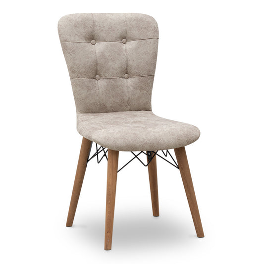 Καρέκλα τραπεζαρίας Palmira Megapap υφασμάτινη χρώμα μπεζ - καρυδί πόδι 47x44x88εκ. - Hippie Home 