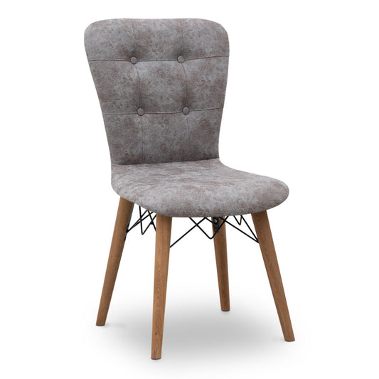 Καρέκλα τραπεζαρίας Palmira Megapap υφασμάτινη χρώμα γκρι - καρυδί πόδι 47x44x88εκ. - Hippie Home 