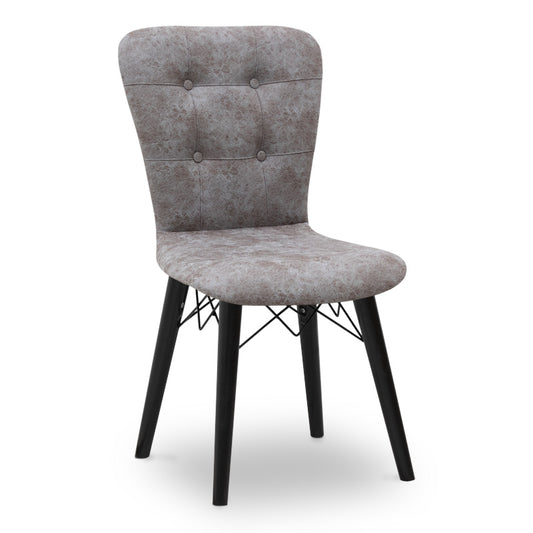 Καρέκλα τραπεζαρίας Palmira Megapap υφασμάτινη χρώμα γκρι - μαύρο πόδι 47x44x88εκ. - Hippie Home 