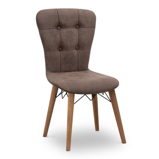 Καρέκλα τραπεζαρίας Palmira Megapap υφασμάτινη χρώμα καφέ - καρυδί πόδι 47x44x88εκ. - Hippie Home 