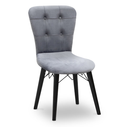 Καρέκλα τραπεζαρίας Palmira Megapap από βελούδο χρώμα γκρι - μαύρο πόδι 47x44x88εκ. - Hippie Home 