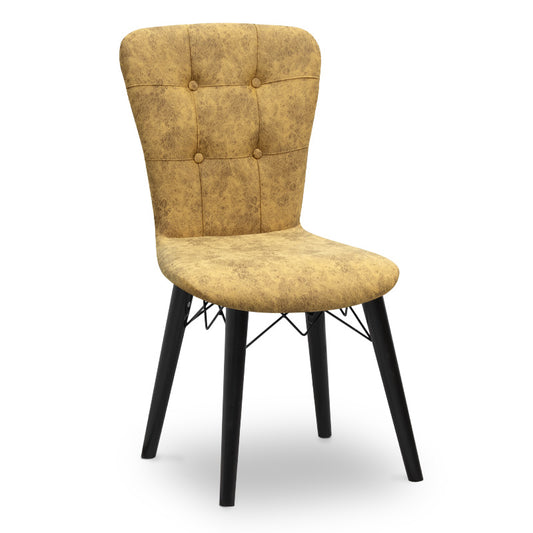 Καρέκλα τραπεζαρίας Palmira Megapap υφασμάτινη χρώμα μουσταρδί - μαύρο πόδι 47x44x88εκ. - Hippie Home 