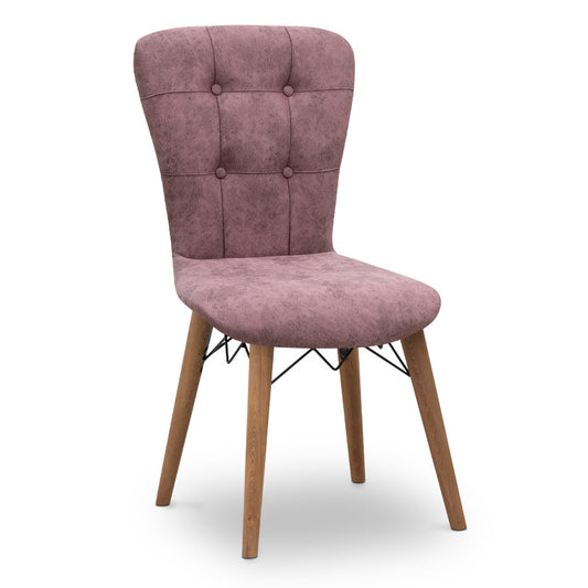 Καρέκλα τραπεζαρίας Palmira Megapap υφασμάτινη χρώμα σάπιο μήλο - καρυδί πόδι 47x44x88εκ. - Hippie Home 