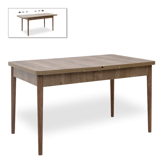 Τραπέζι Bruno Megapap επεκτεινόμενο από MDF/ ξύλο χρώμα ανοιχτό καρυδί 130/168x80x77εκ. - Hippie Home 