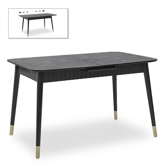 Τραπέζι Nero Megapap επεκτεινόμενο από MDF/ ξύλο χρώμα μαύρο εφέ μαρμάρου 124/152x80x74εκ. - Hippie Home 