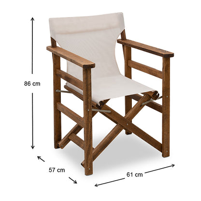 Πολυθρόνα σκηνοθέτη Queen Megapap ξύλινη μασίφ οξιά χρώμα καρυδί εμποτισμού με διάτρητο εκρού πανί 61x57x86εκ. - Hippiehome.gr