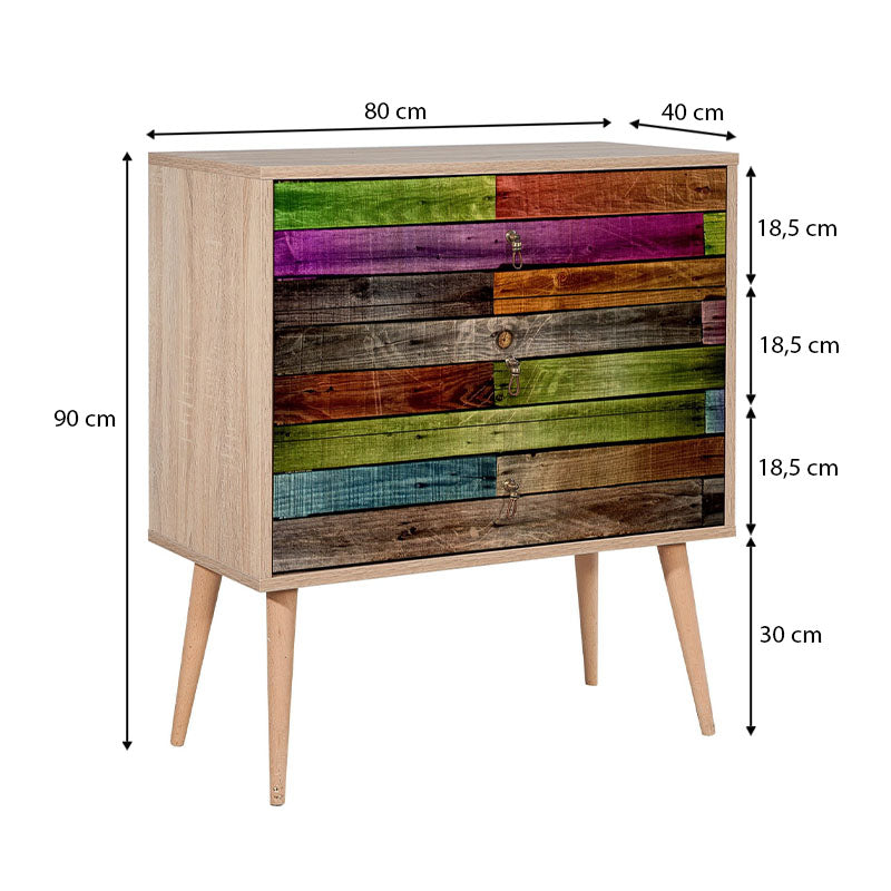 Soho Megapap melamine chest of drawers sonoma color 80x40x90cm.