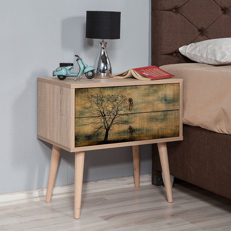 Soho Megapap nightstand made of melamine sonoma color 60x40x61cm.