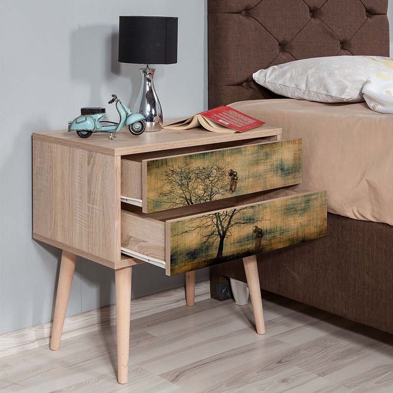 Soho Megapap nightstand made of melamine sonoma color 60x40x61cm.