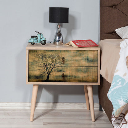 Soho Megapap nightstand made of melamine sonoma color 60x40x61cm.