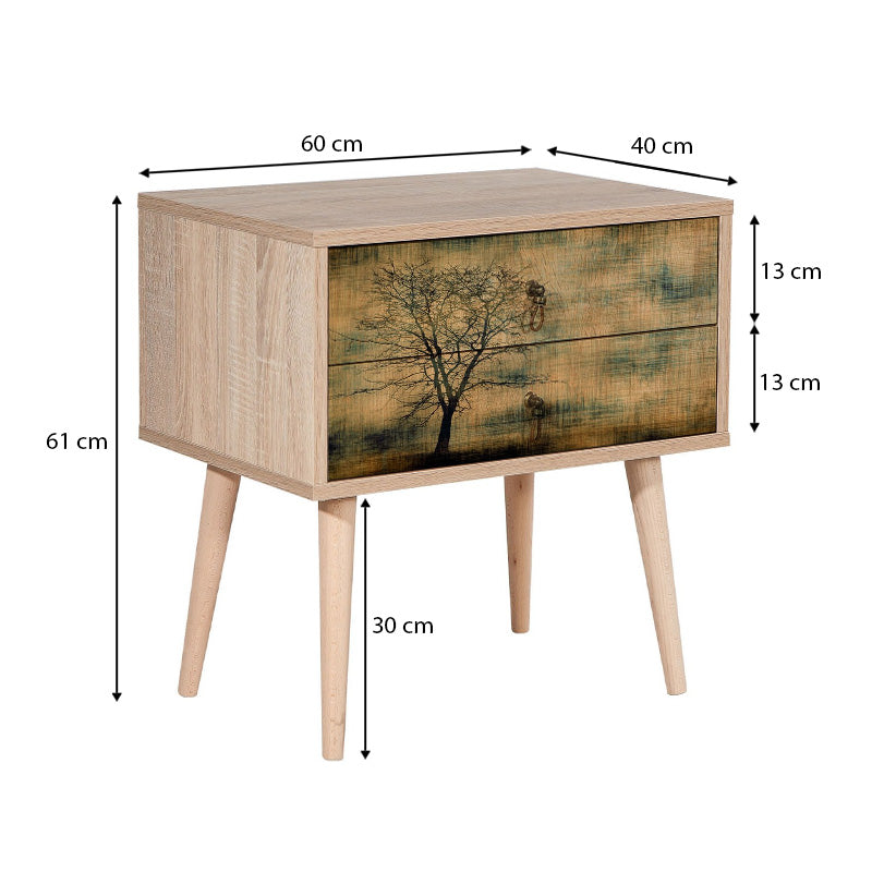 Soho Megapap nightstand made of melamine sonoma color 60x40x61cm.