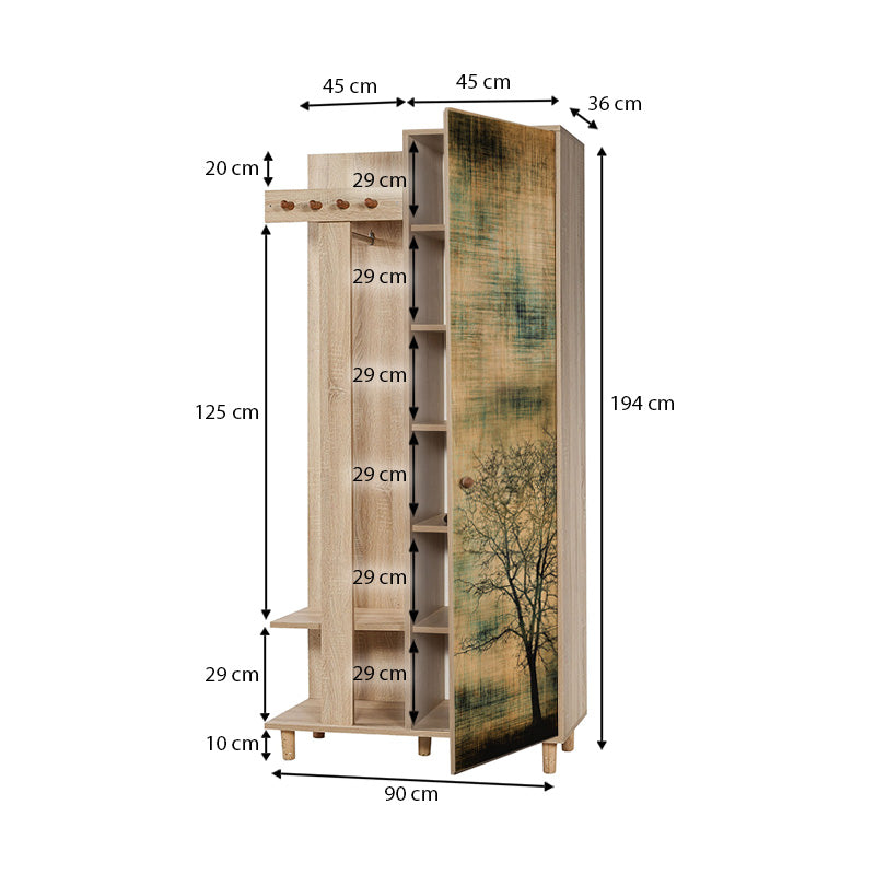 Έπιπλο εισόδου Soho Megapap χρώμα sonoma 90x36x194εκ. - Hippie Home 