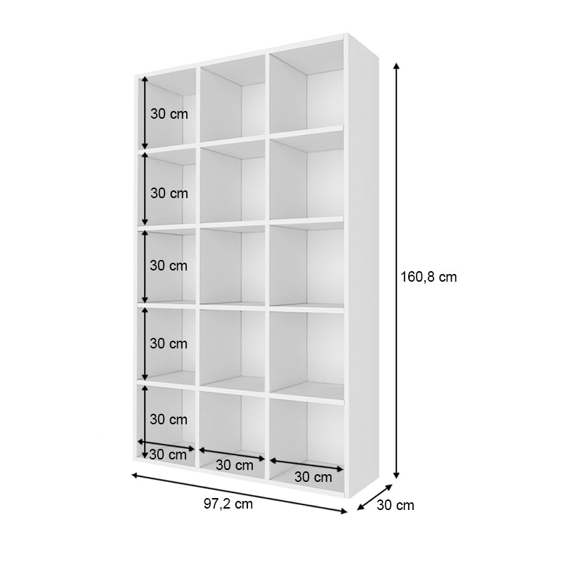 Βιβλιοθήκη Oliver Megapap χρώμα λευκό 97,2x30x160,8εκ.