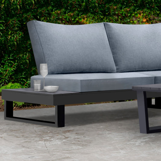 Σαλόνι κήπου γωνιακό Lyra Megapap σετ 3 τμχ μέταλλο - ξύλο χρώμα μαύρο - Hippiehome.gr