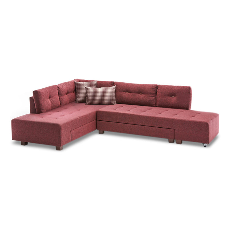Γωνιακός καναπές - κρεβάτι Manama Megapap αριστερή γωνία υφασμάτινος χρώμα μπορντώ 280x206x85εκ. - Hippie Home 