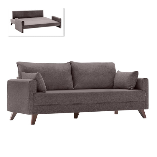 Καναπές - κρεβάτι Bella Megapap τριθέσιος υφασμάτινος χρώμα καφέ 208x81x85εκ. - Hippie Home 
