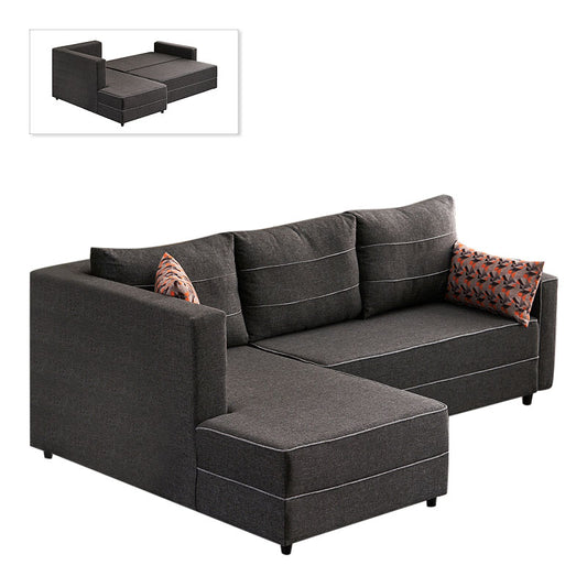 Γωνιακός καναπές - κρεβάτι Ece Megapap αριστερή γωνία υφασμάτινος με αποθηκευτικό χώρο χρώμα ανθρακί 242x160x88εκ. - Hippie Home 