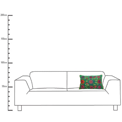 Μαξιλάρι Λουλούδια Πολύχρωμο Βελούδο 30x50cm - Hippie Home 