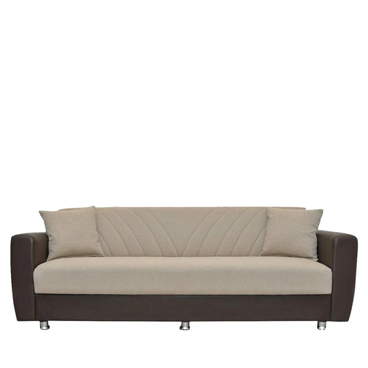 Καναπές Κρεβάτι Τριθέσιος JUAN Καφέ-Μπεζ 214x82x80cm - Hippie Home 