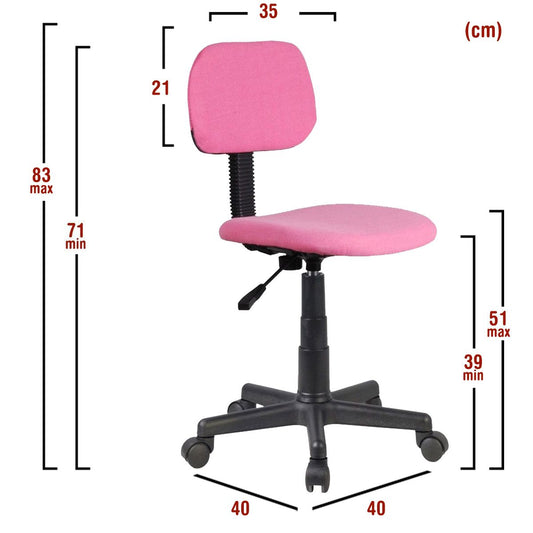 Καρέκλα Γραφείου Παιδική ΗΧΩ Ροζ Ύφασμα 40x46x71-83cm - Hippiehome.gr