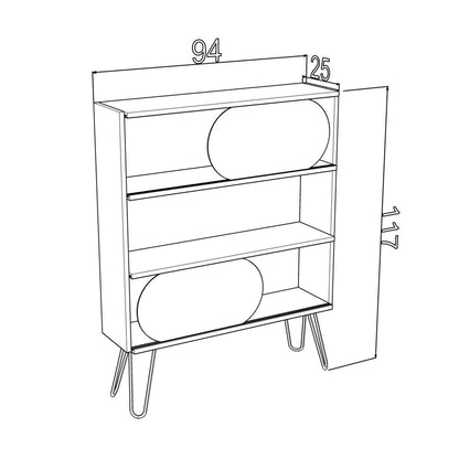 Βιβλιοθήκη ILLIA No 3 Δρυς/Λευκό 94x25x117cm - Hippie Home 
