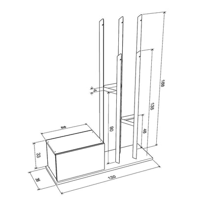 Έπιπλο Εισόδου KATANA Λευκό/Φυσικό/Κόκκινο 120x36x168cm - Hippie Home 