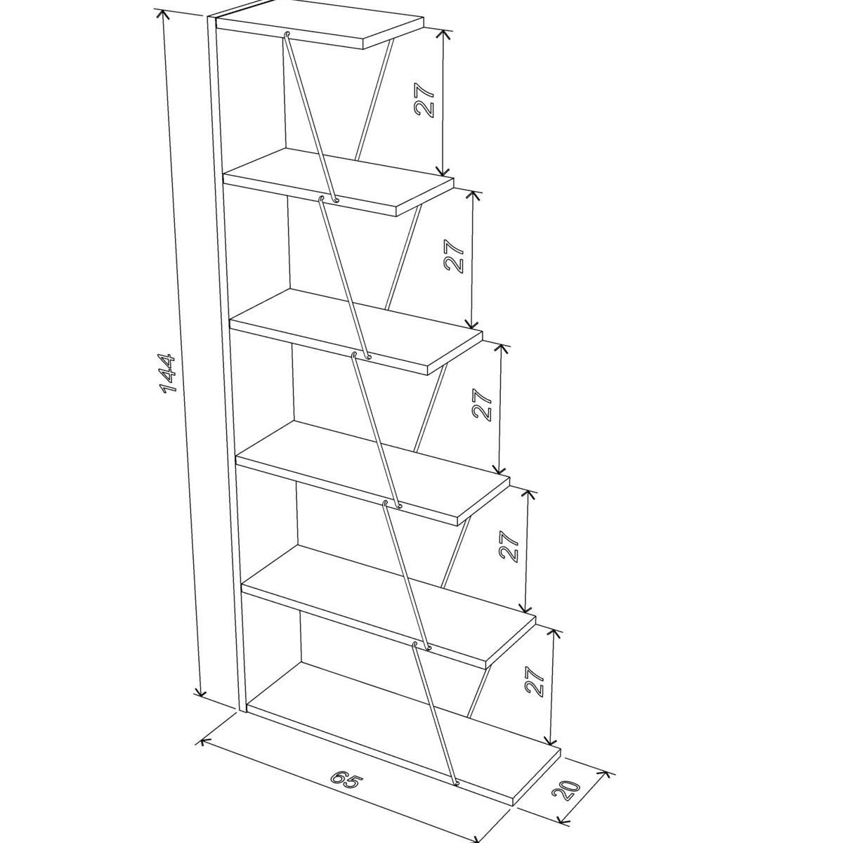 Βιβλιοθήκη TARS MINI Λευκό/Κίτρινο 65x20x144cm - Hippie Home 